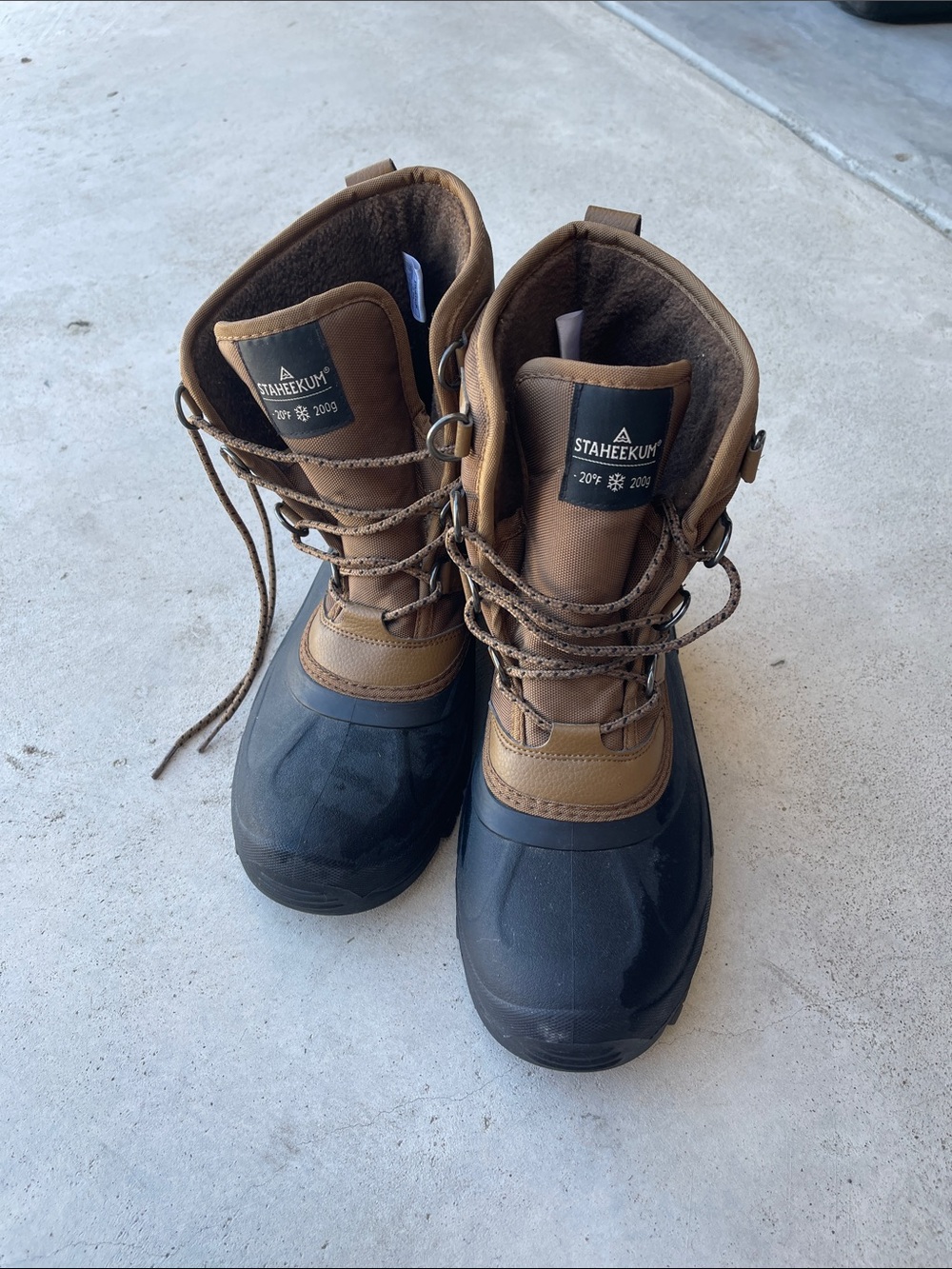 Staheekum Men’s Waterproof Insulated Snow Boots — Brown/Black